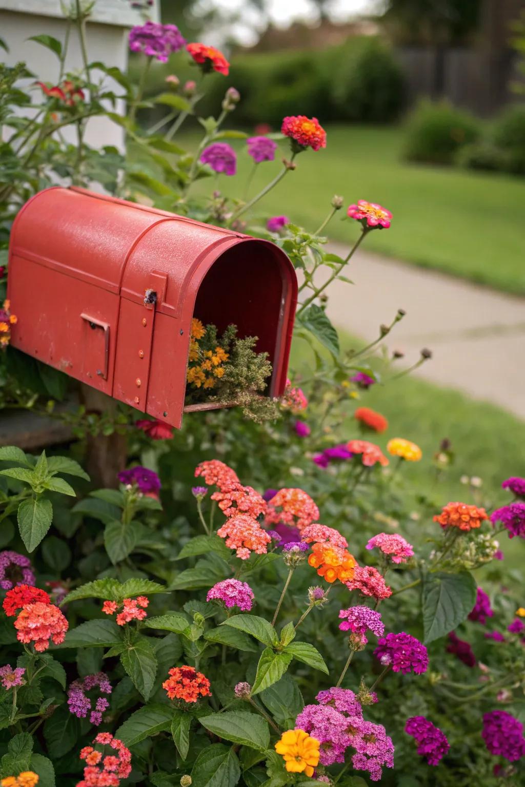 Sun-loving blossoms fashion a sunny and cheerful mailbox garden.