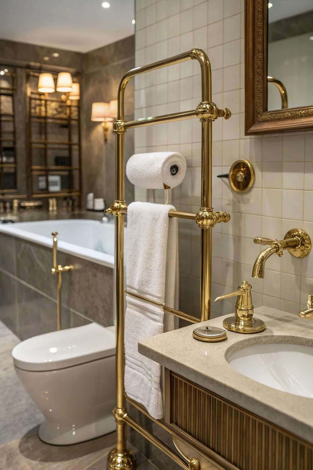 Metallic details with brass fixtures to heighten luxury.