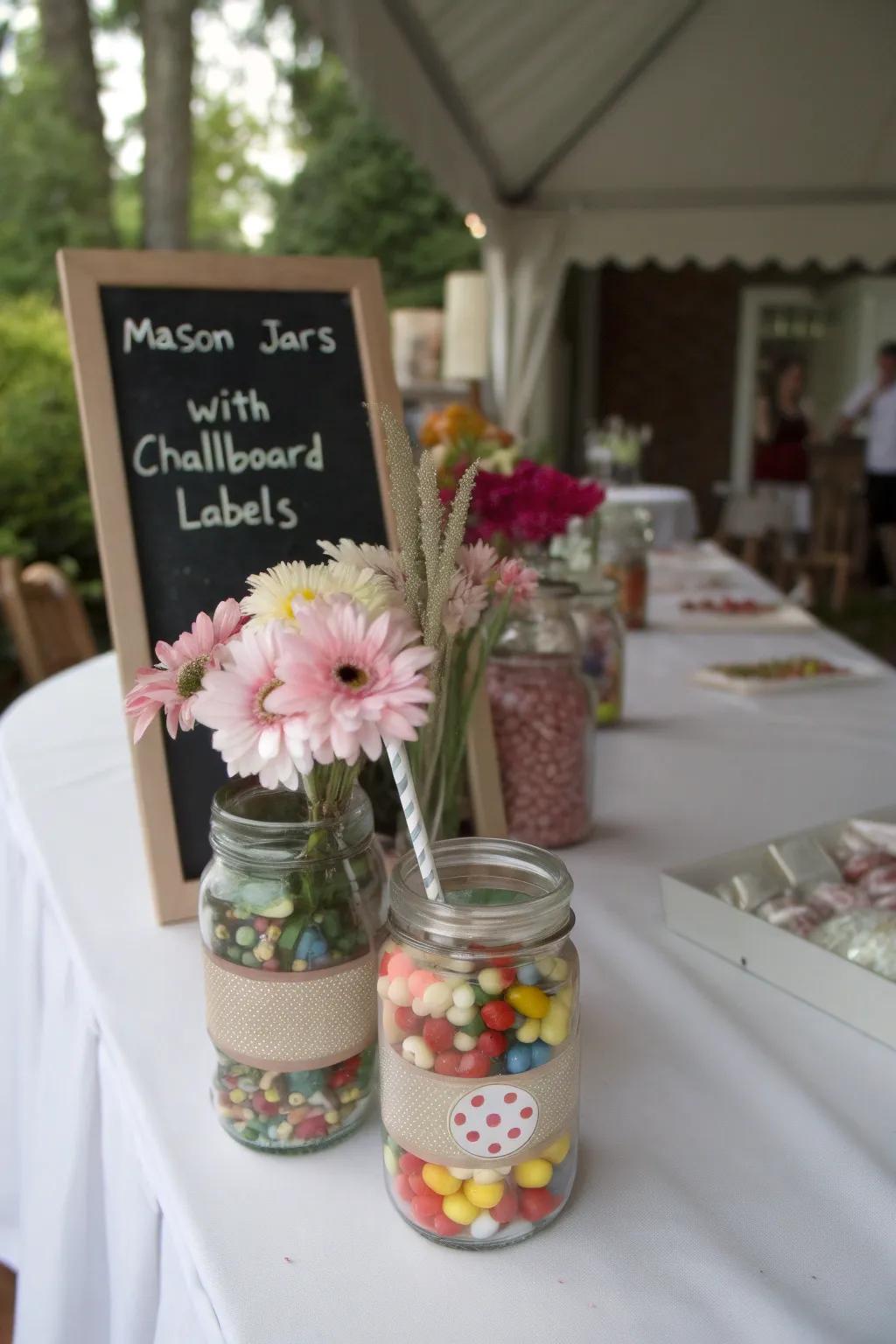 Customisable preserving-style jars with beautiful chalkboard labels.