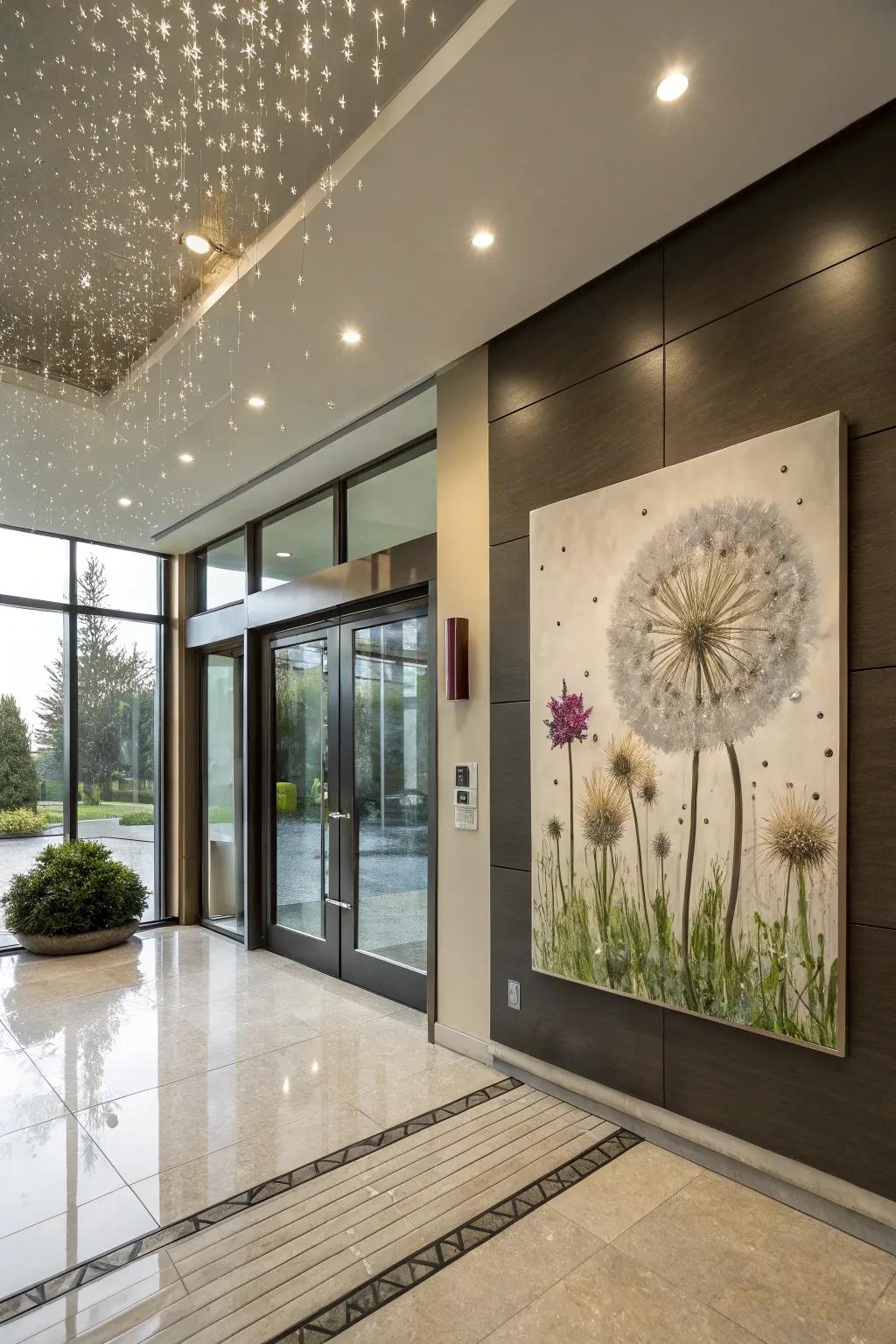 Showers transform into flora, symbolizing new vitality and optimism.