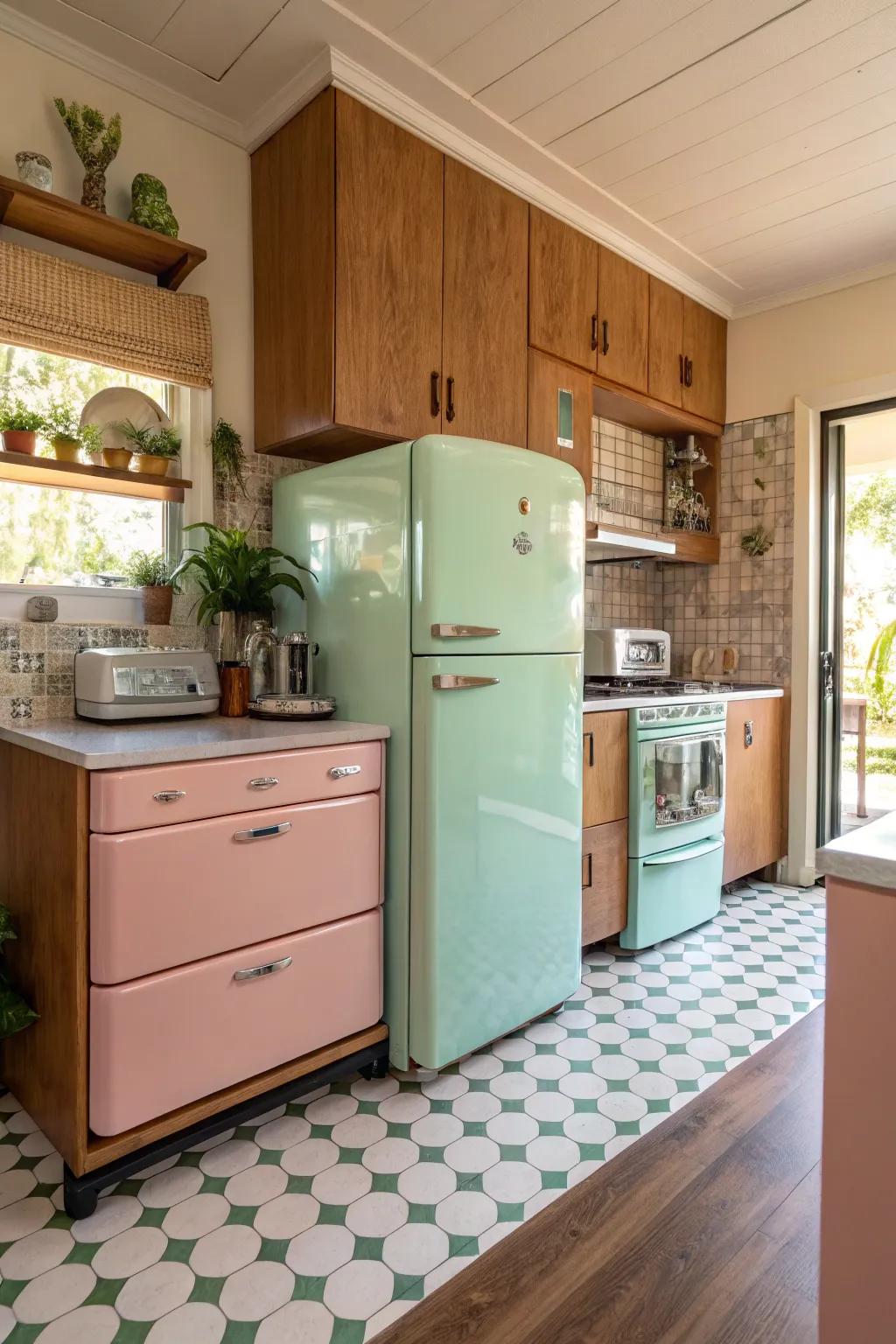These colored appliances give this modern kitchen a fun pop of color.