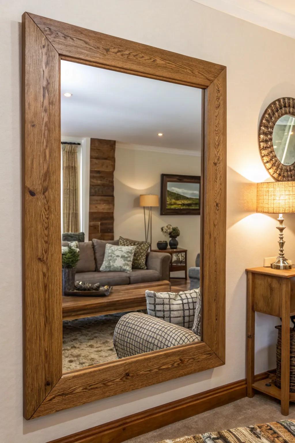 Wood-bound reflectors enhance warmth and coziness.