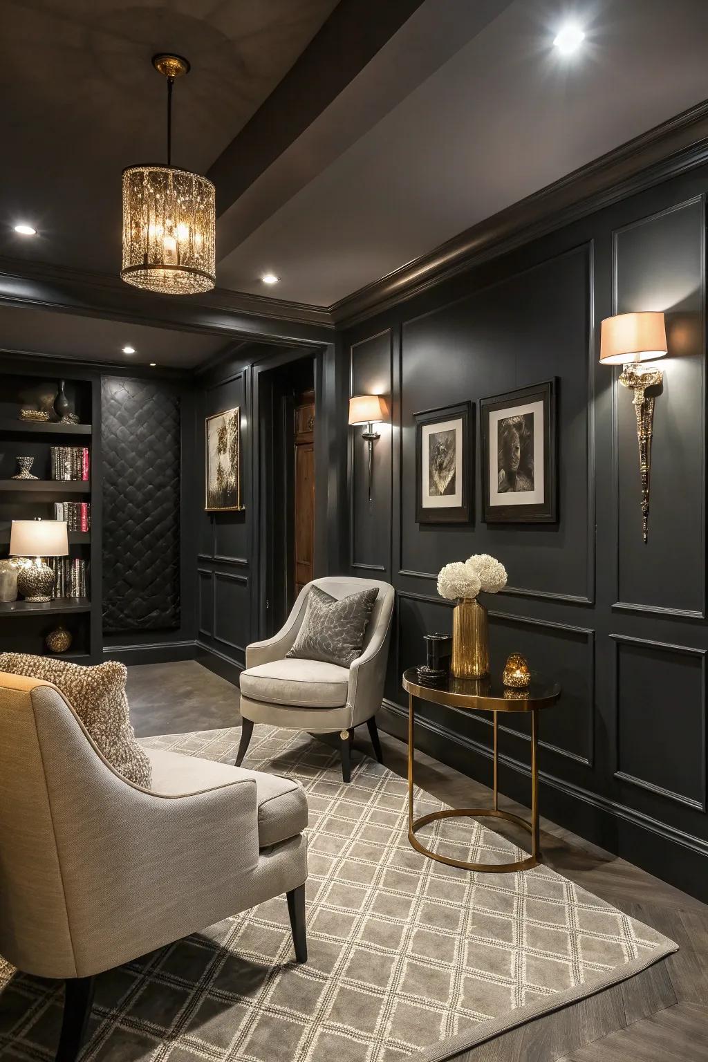 Carbon conveys sophistication and modern grace.