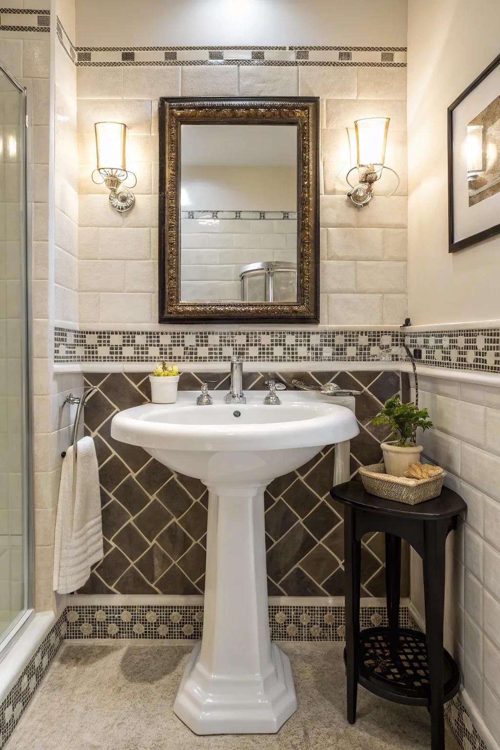 Traditional sinks provide classic elegance in tight spaces.