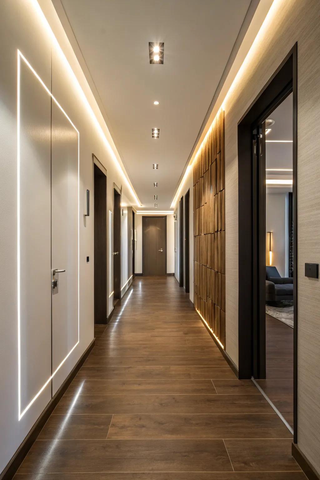 LED bulbs offer green and stylish hallway lighting.