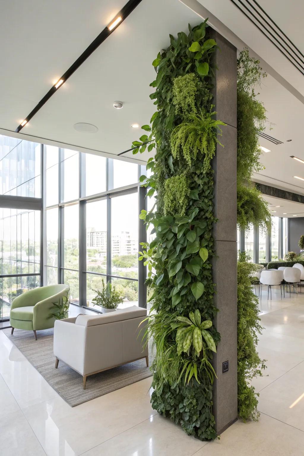 A contemporary interior featuring a green wall.