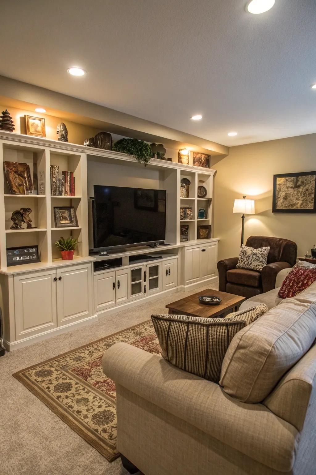 Utilitarian layouts elevate viewing pleasure and unwinding.