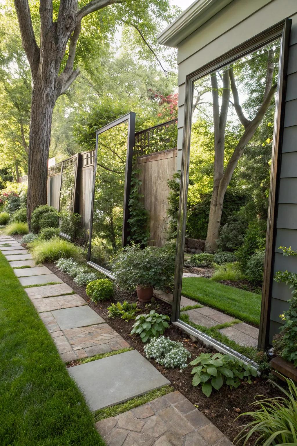 Reflective surfaces give the illusion of area and light.