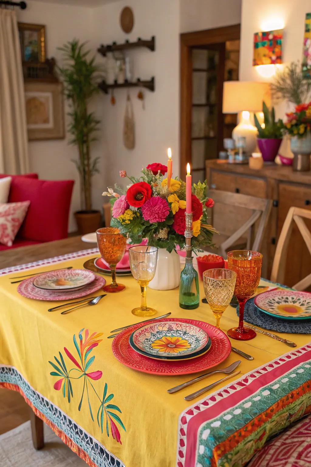 Vibrant and strong colors transform your dining area into a lively space.