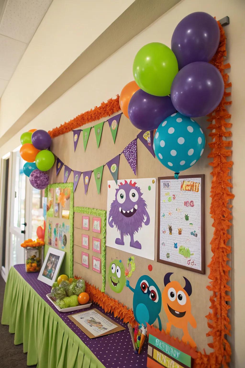 A birthday display that uses creatures to celebrate each student’s special day.