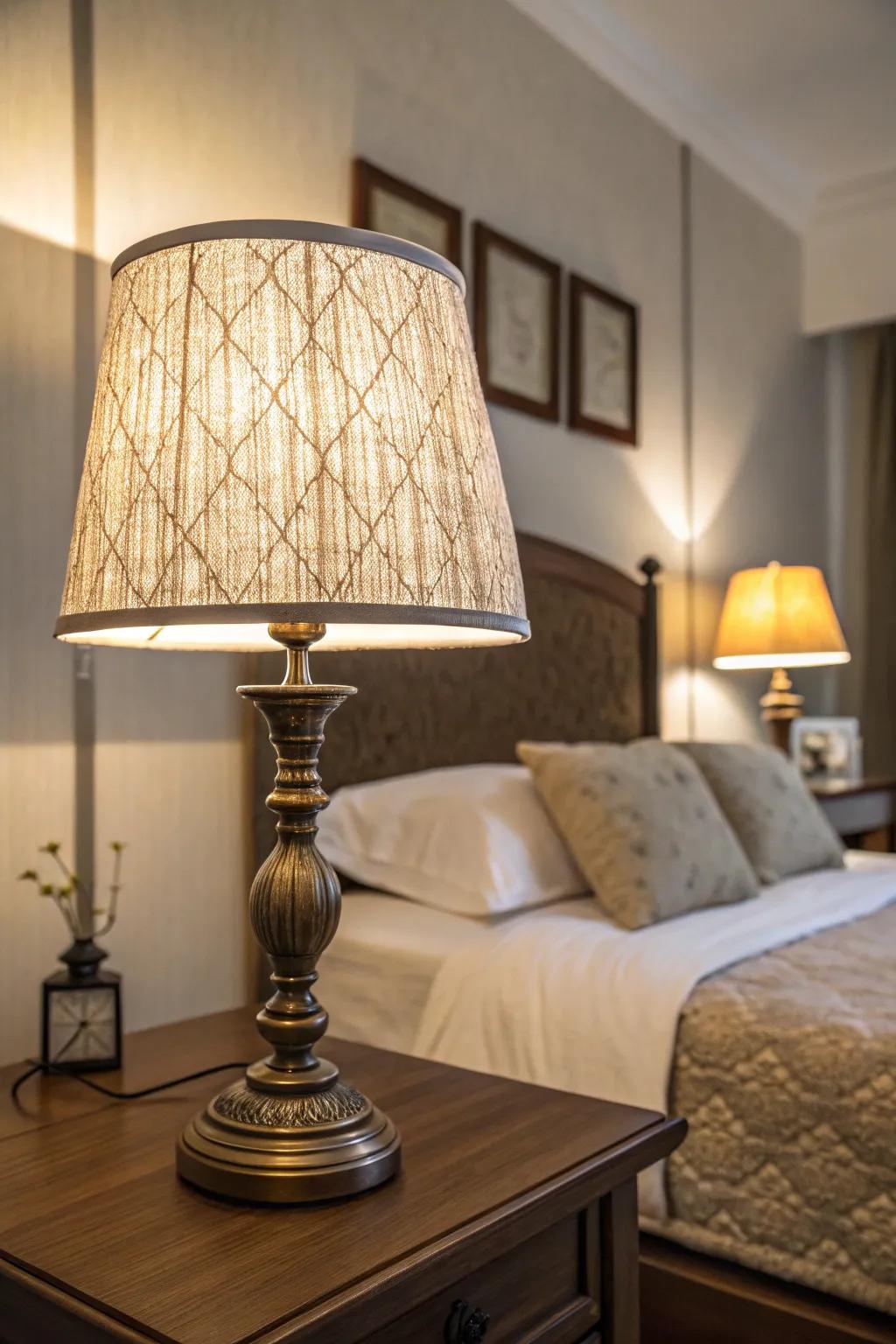 Textured lampshades giving a soft and cozy glow.