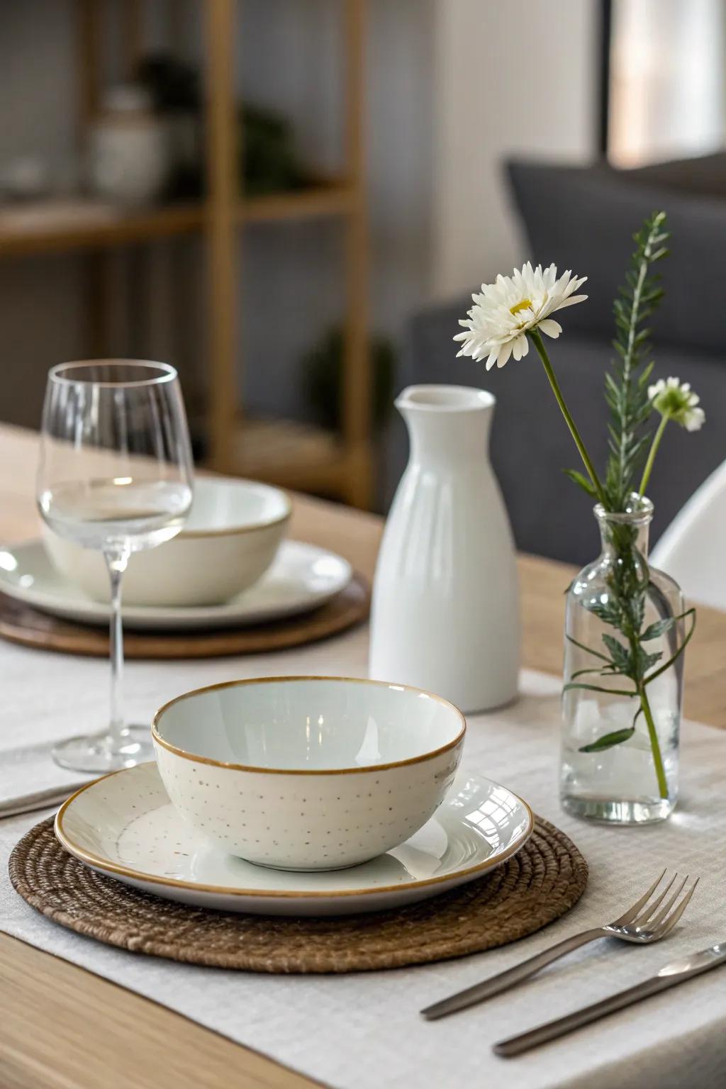 Understated elegance through crisp and uncomplicated embellishments.