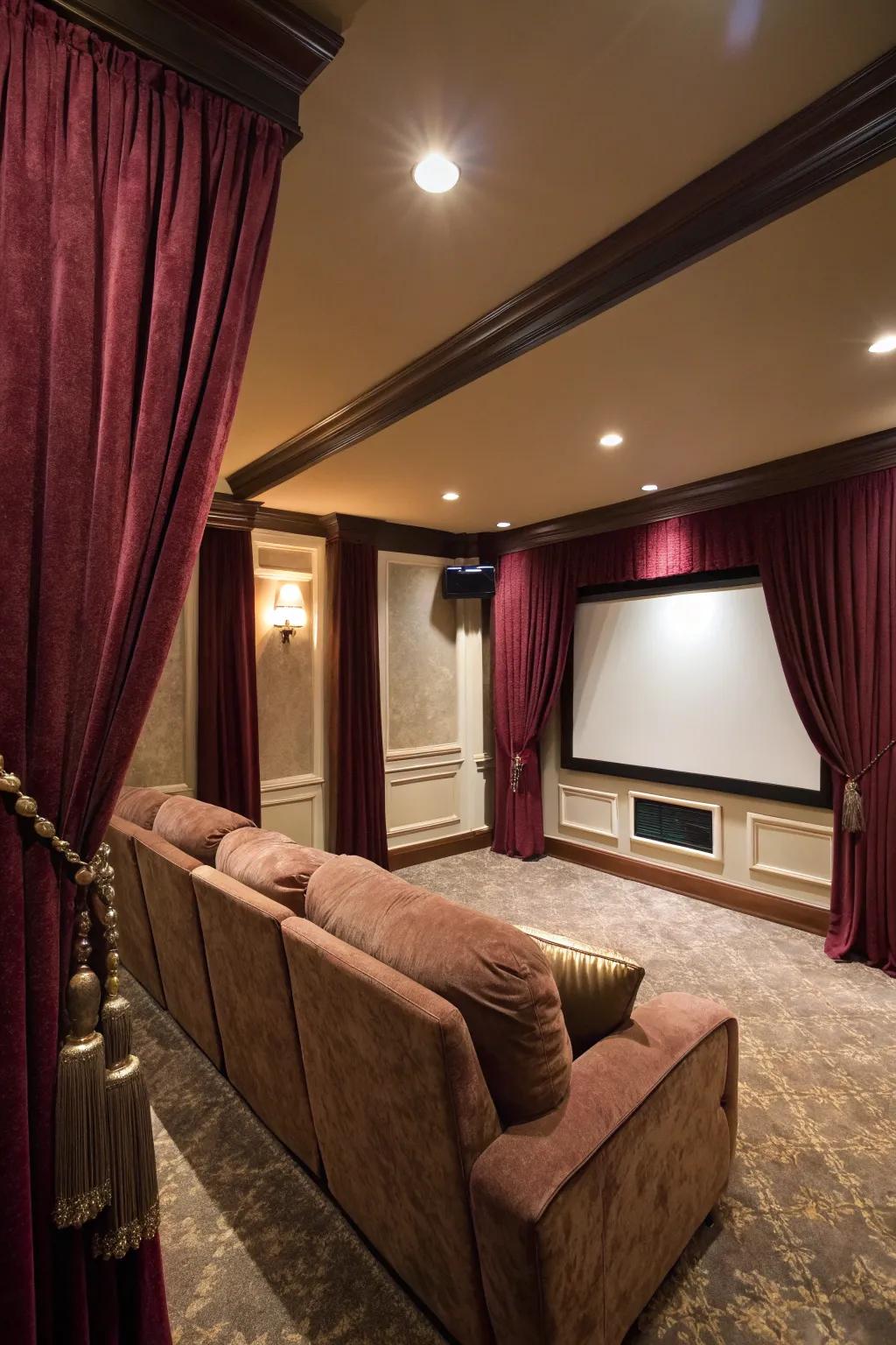 An uninterrupted cinematic experience is guaranteed by blackout curtains.