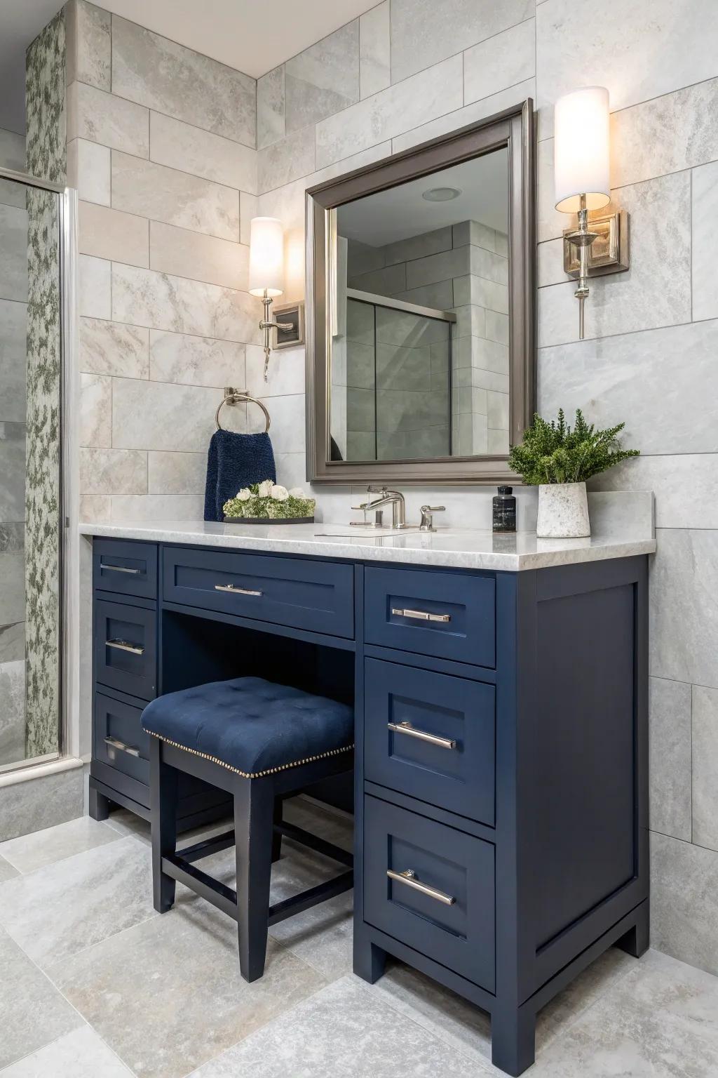 Rock tiles offer textural divergence.