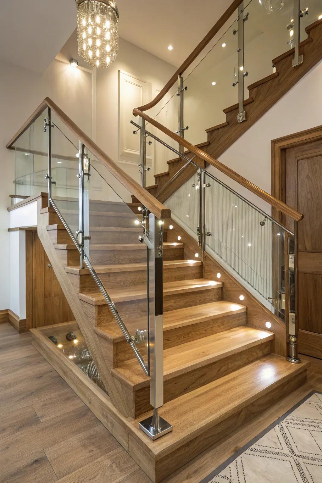 A distinct stairwell design featuring a fusion of elements.