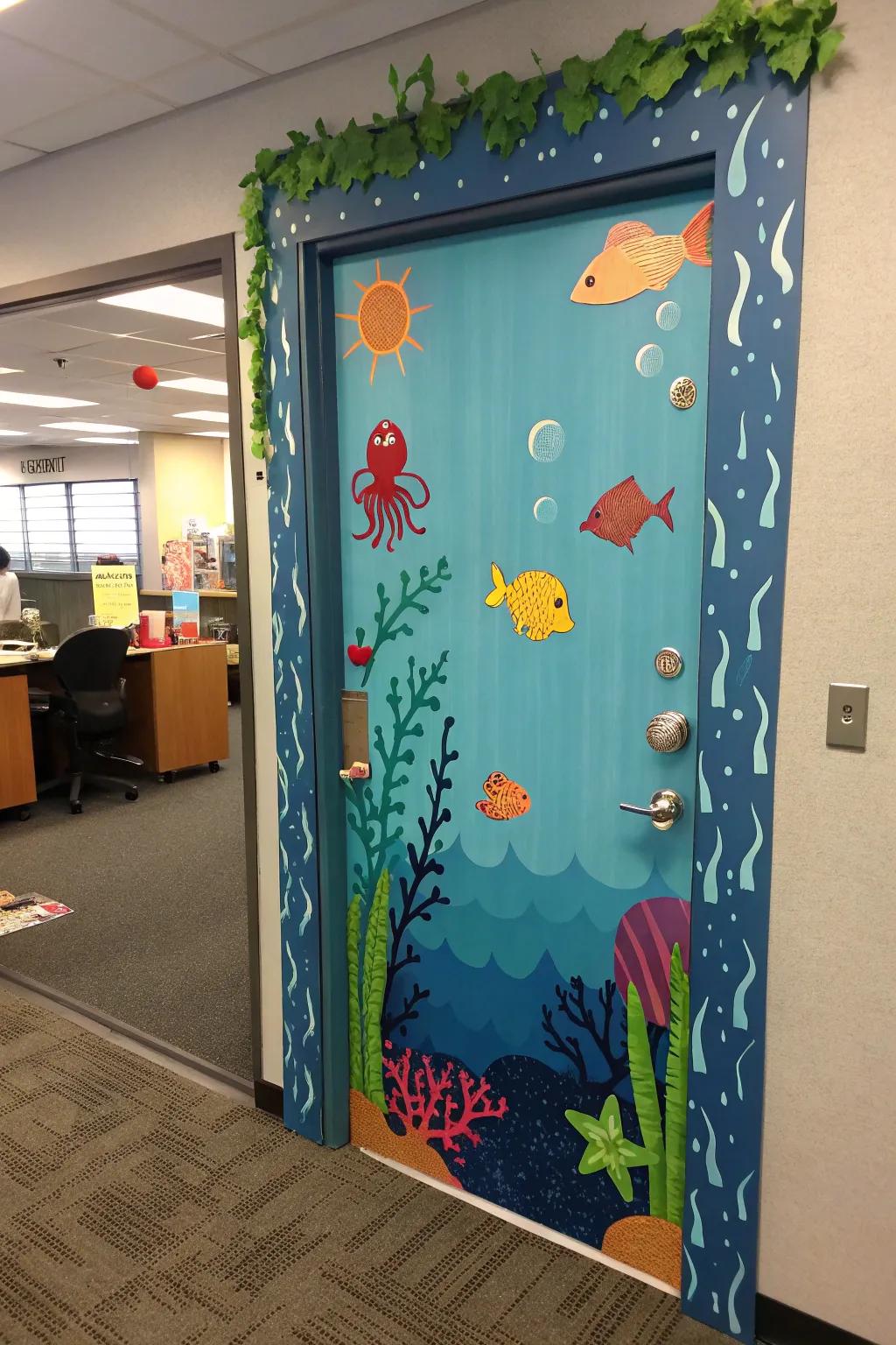 Create a splash using an under the sea-themed door.