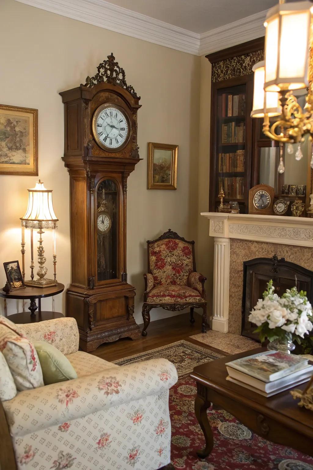 Classic timepieces add charm and function.