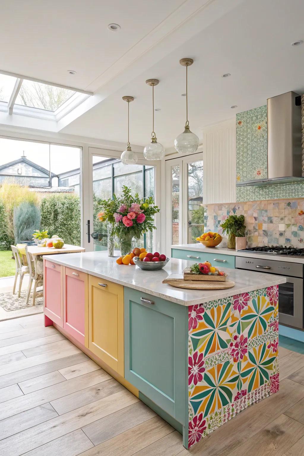 A splash of color brings a focal point to the kitchen.
