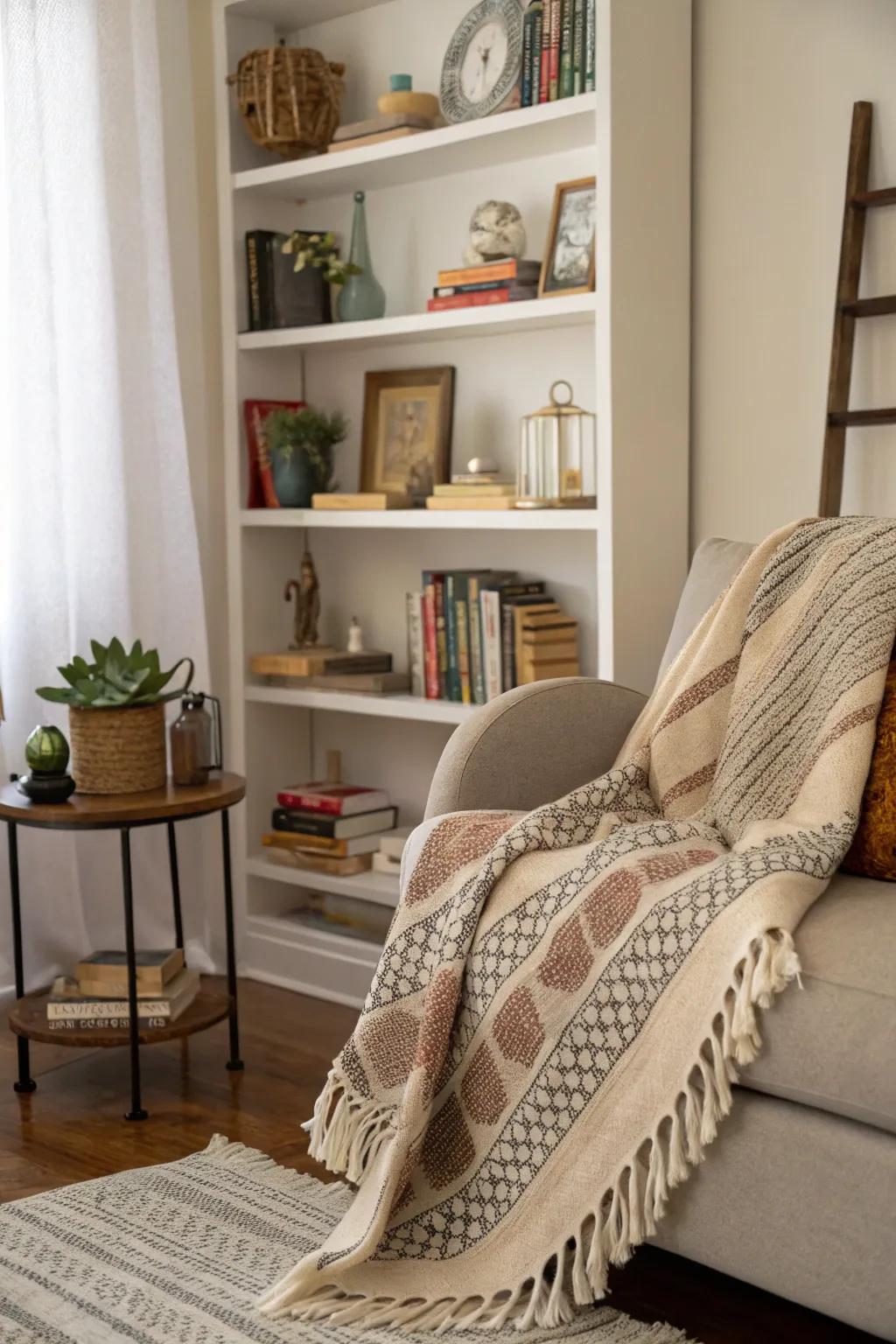Textiles provide a soft and cozy atmosphere to shelf displays