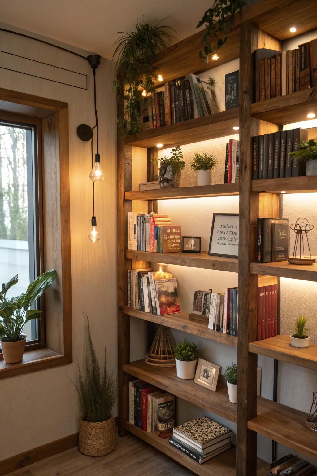 Corner shelves make use of every bit of space.