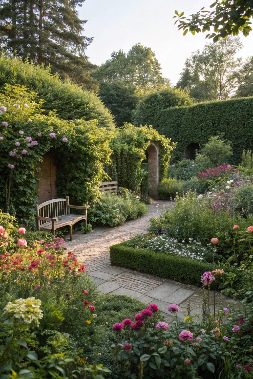 Secret garden alcoves furnish snug, private sanctuaries.