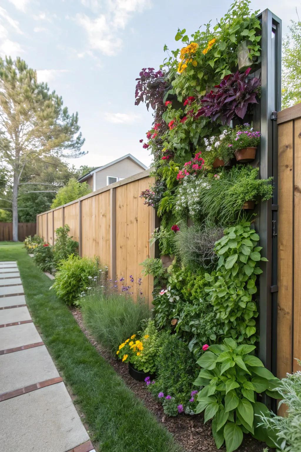 Go green and upward with a space-conserving garden wall.
