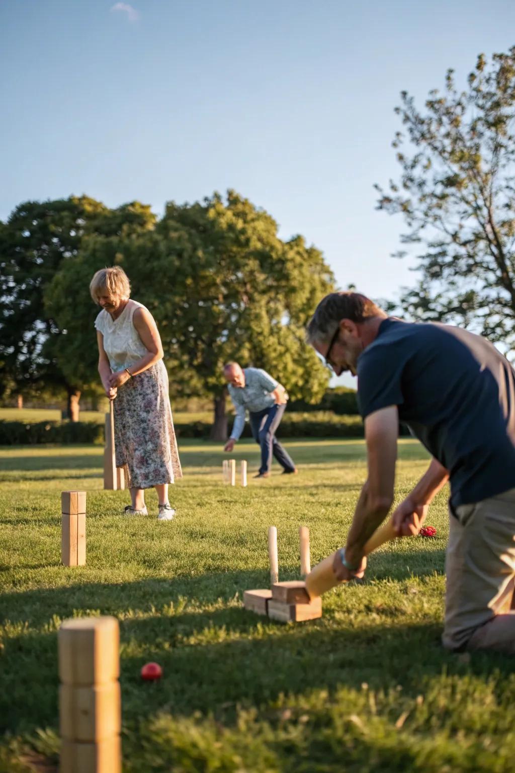 A Nordic timber toss game rendering amusement and challenge outdoors.