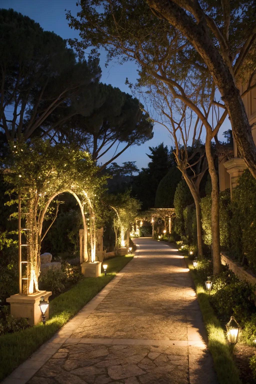 Draw attention upwards with uplighting.