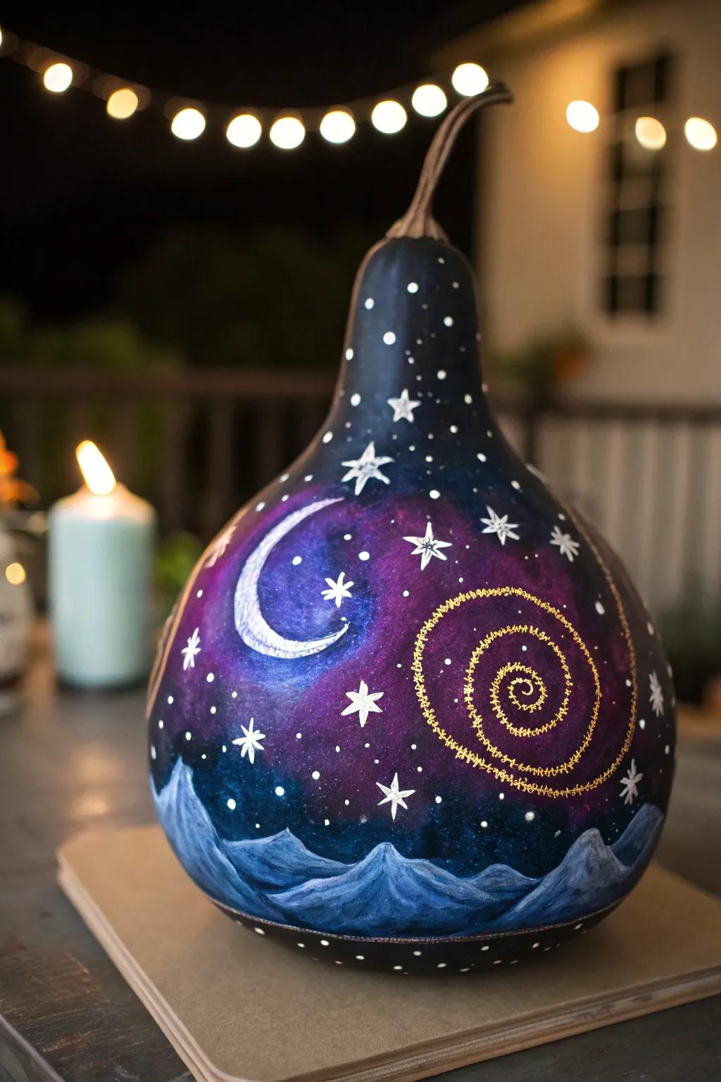 A mystical gourd featuring a galaxy theme.