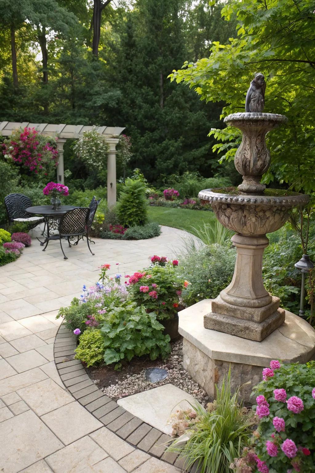 A garden sculpture can serve as a breathtaking focal point in your patio design.