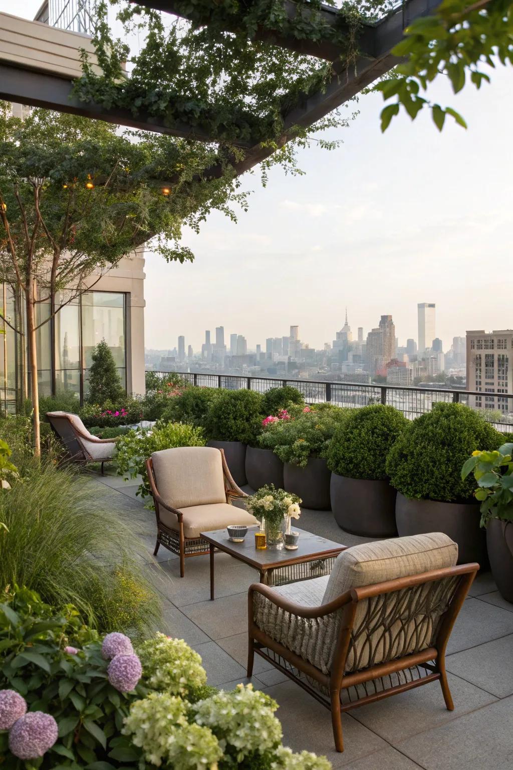 An outdoor retreat in the urban setting.