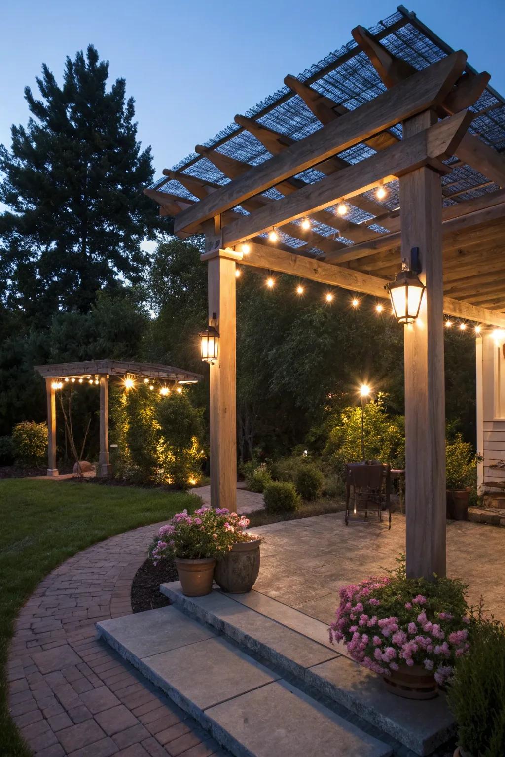 Energy-saving lights provide sustainable evening ambiance.