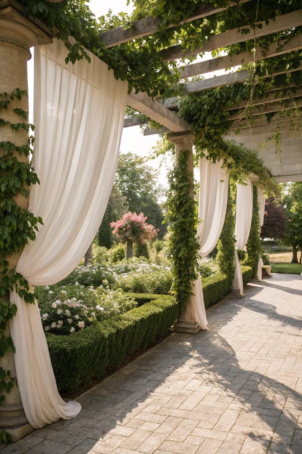 Use pergola drapes to create a private paradise.
