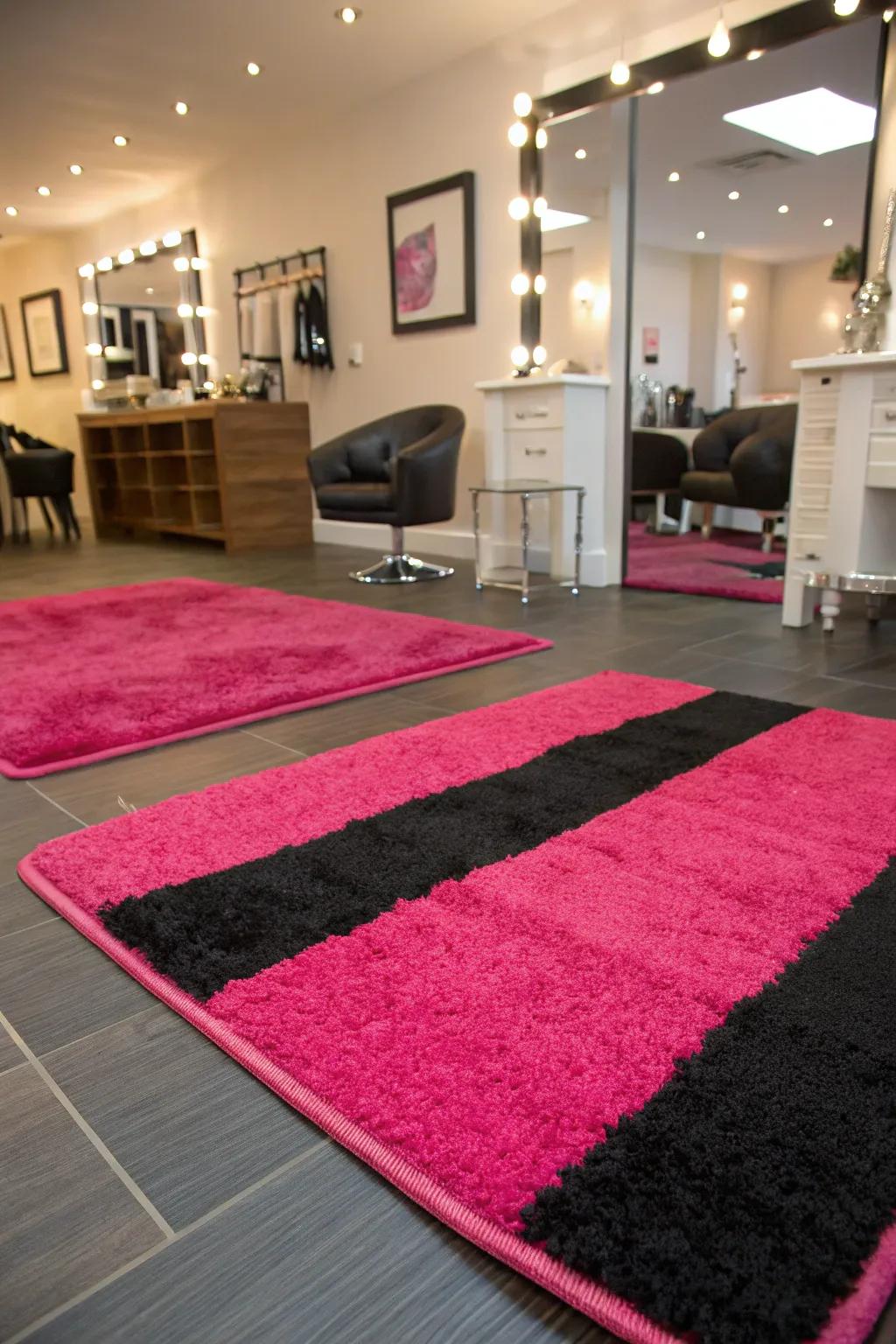 Rugs which bring warmth and cohesiveness to the design.