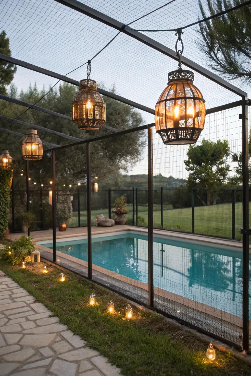 Lanterns add warmth and welcome.