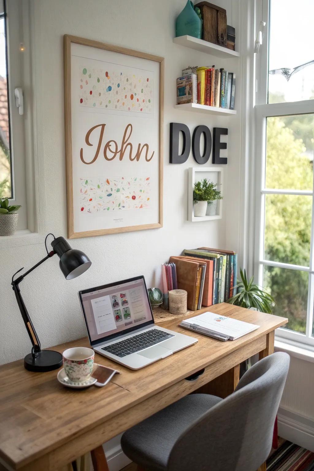 A custom pattern adding a personal touch to an office.