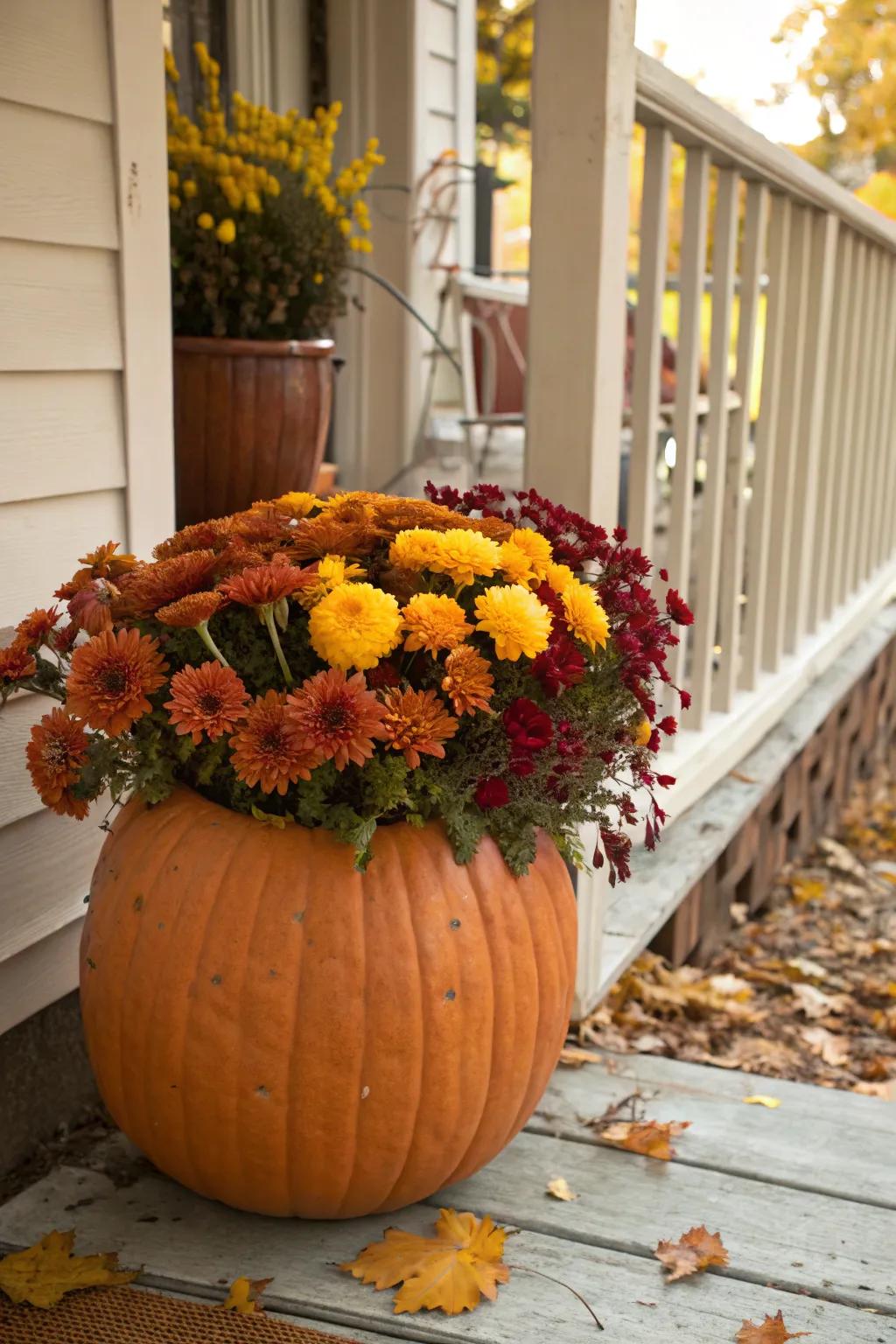 A pumpkin cultivator showcasing vibrant autumnal blossoms.