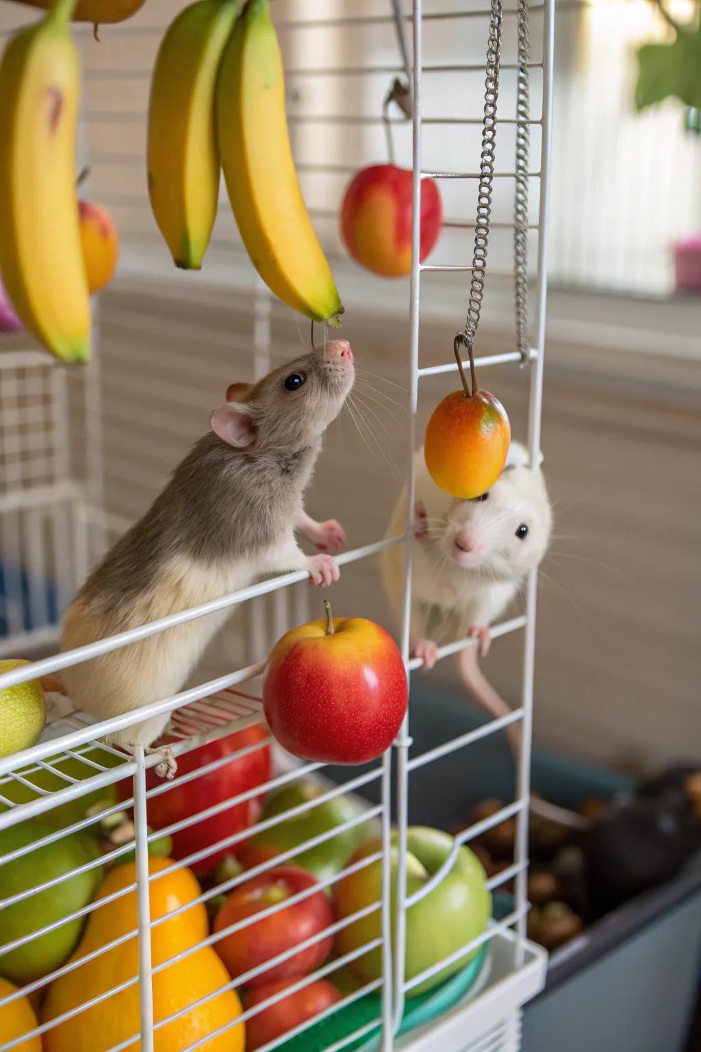 Dangling fruit offers a tasty and engaging experience