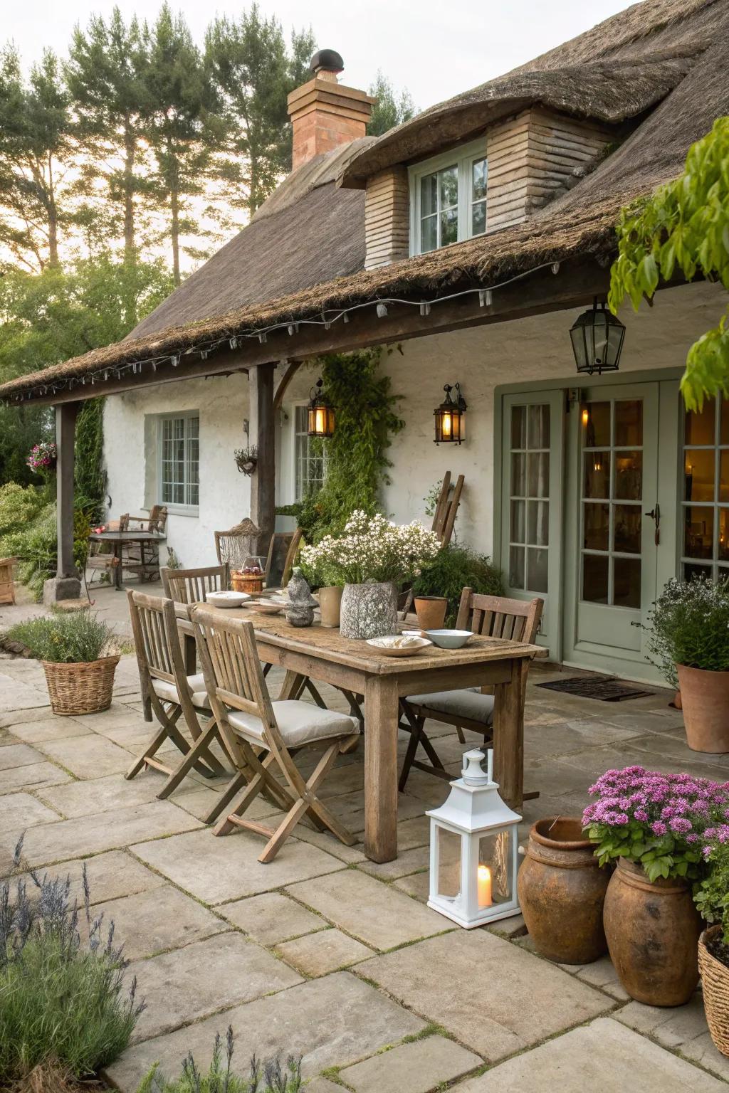 Farmhouse charm brings rustic elegance outdoors.