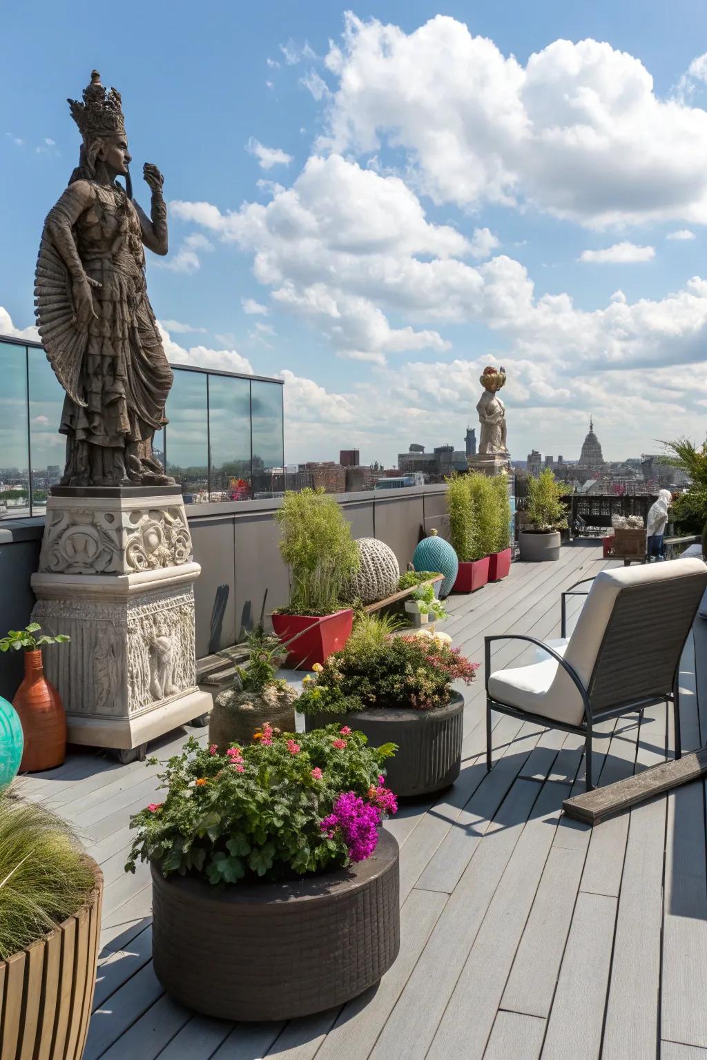 Communicate your innovativeness on your rooftop deck with creative touches.