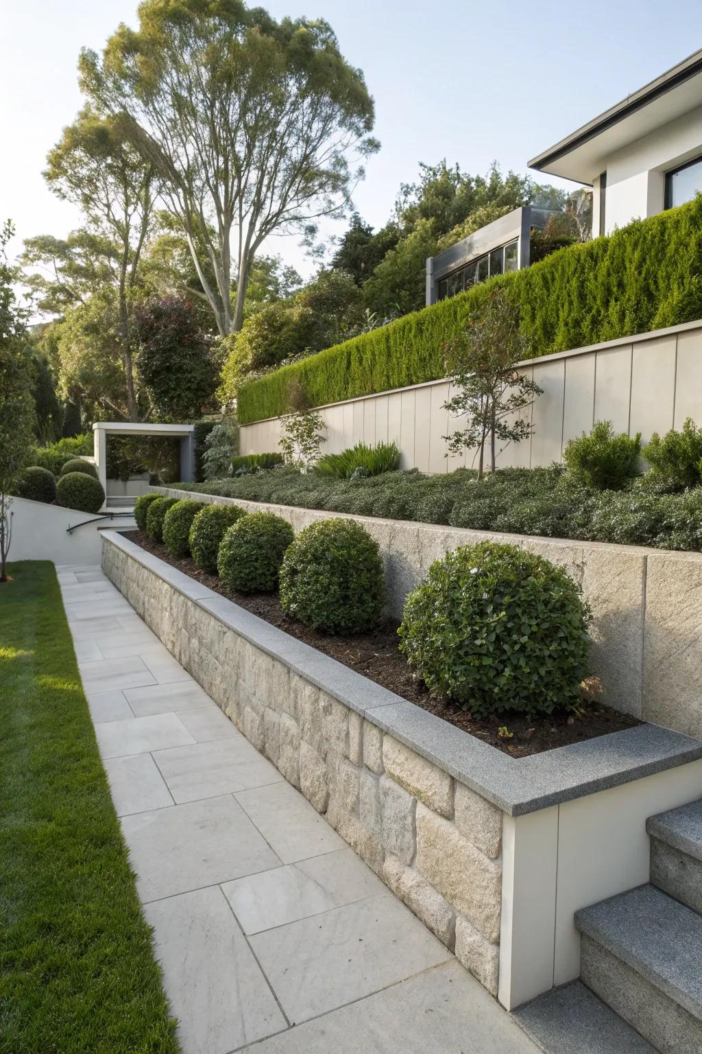 Hardstone caps lend audacity and sturdiness to walls.