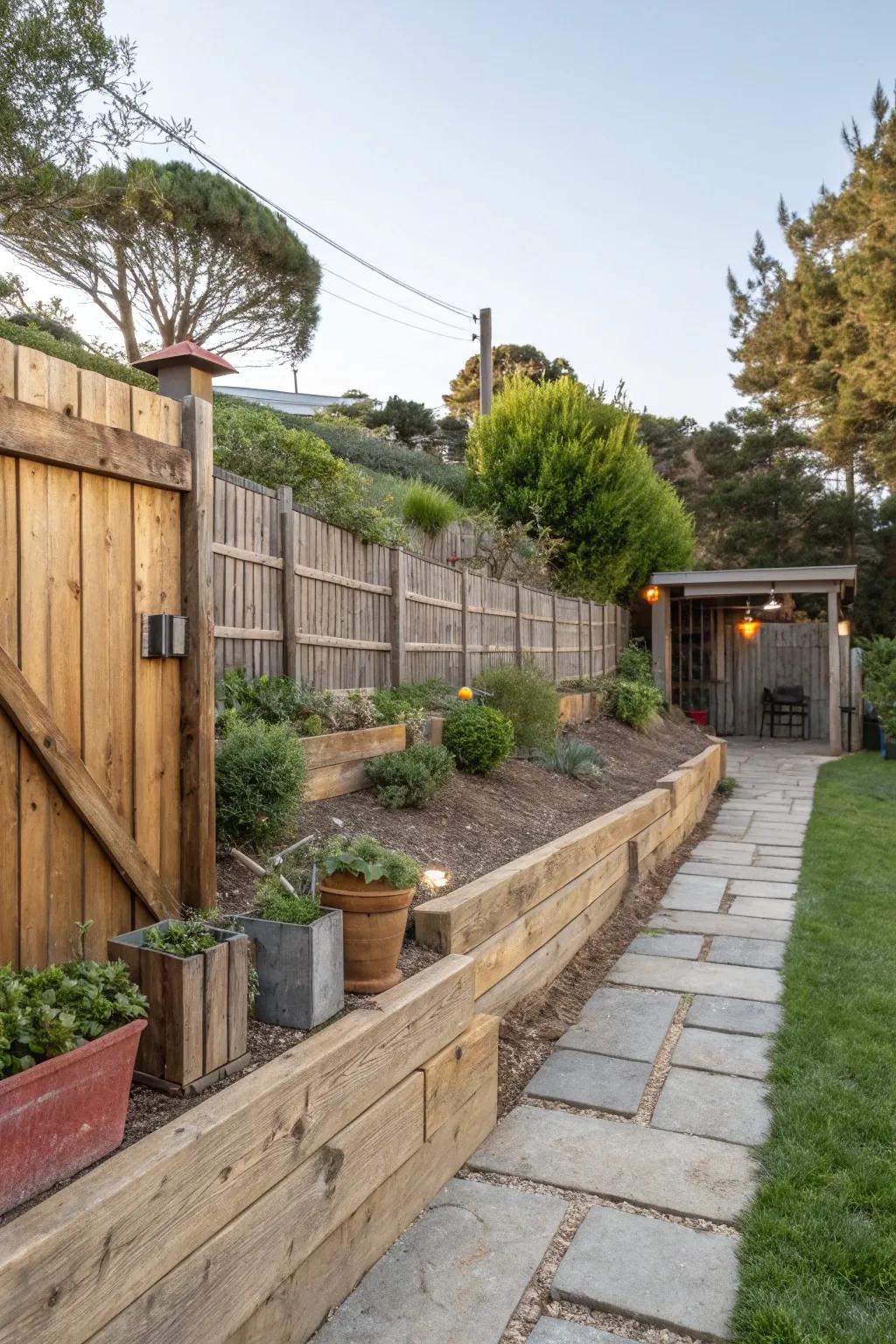 Piled wood walls bring a cozy, old-fashioned charm.