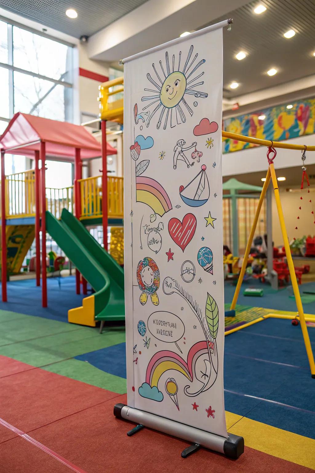 With a fun, doodle-filled display, inspire creativity in kids.