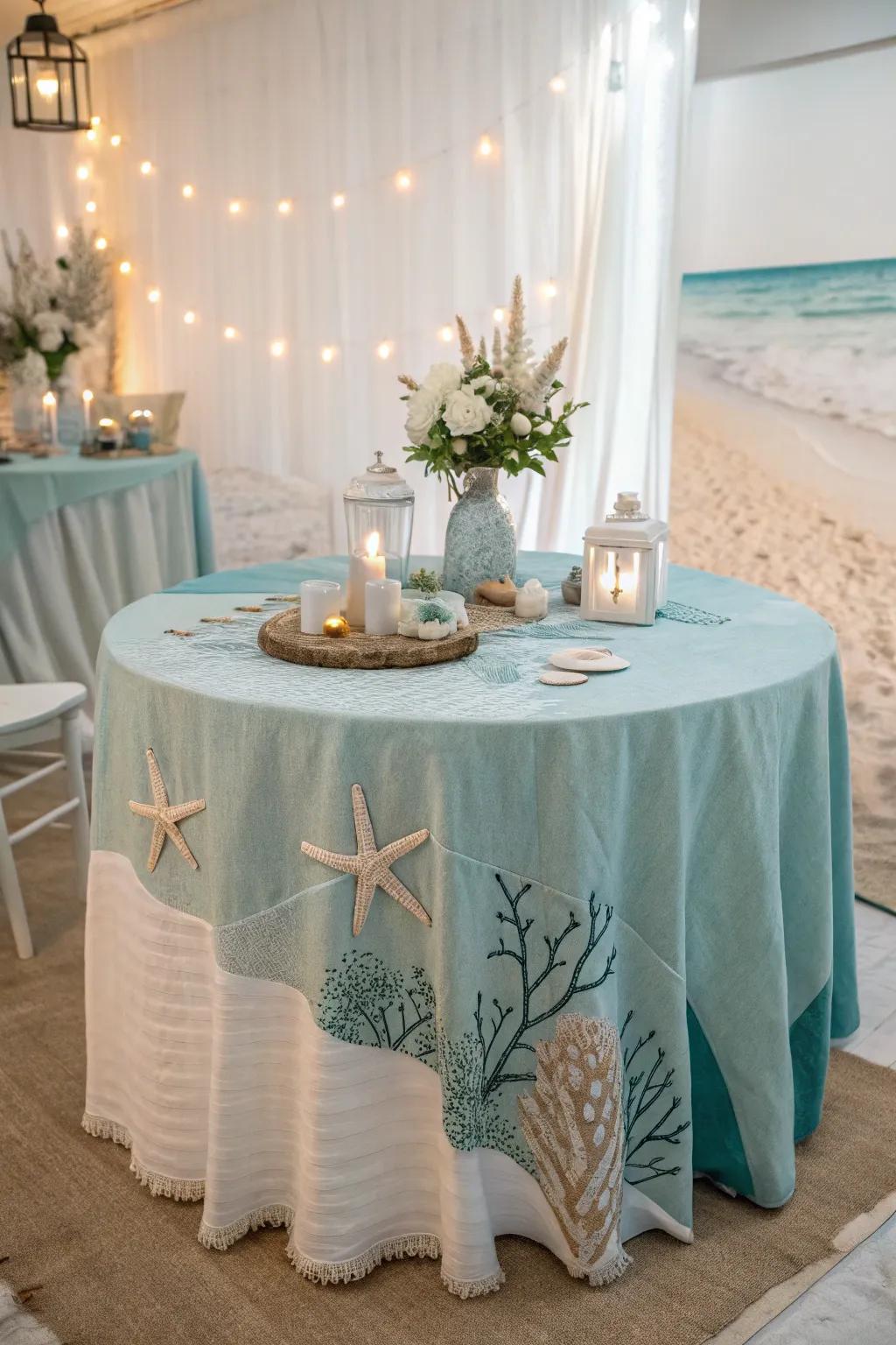 Ocean hues create a tranquil, seaside sensation for your table.