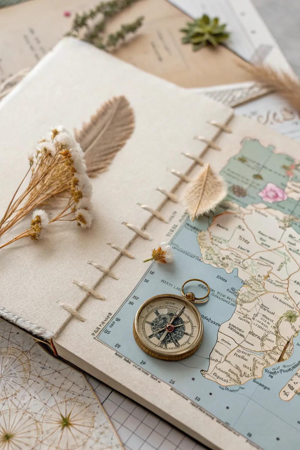 Journey through moments through elegance: A minimalist scrapbook page that maps your escapades through flair.