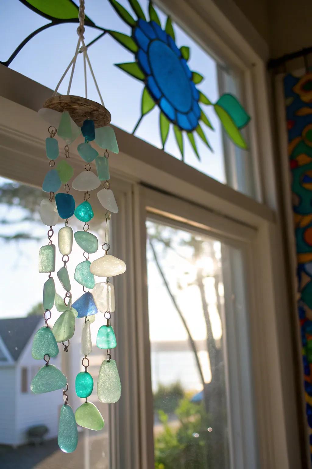 Sea glass light catchers fill your space with colorful light.