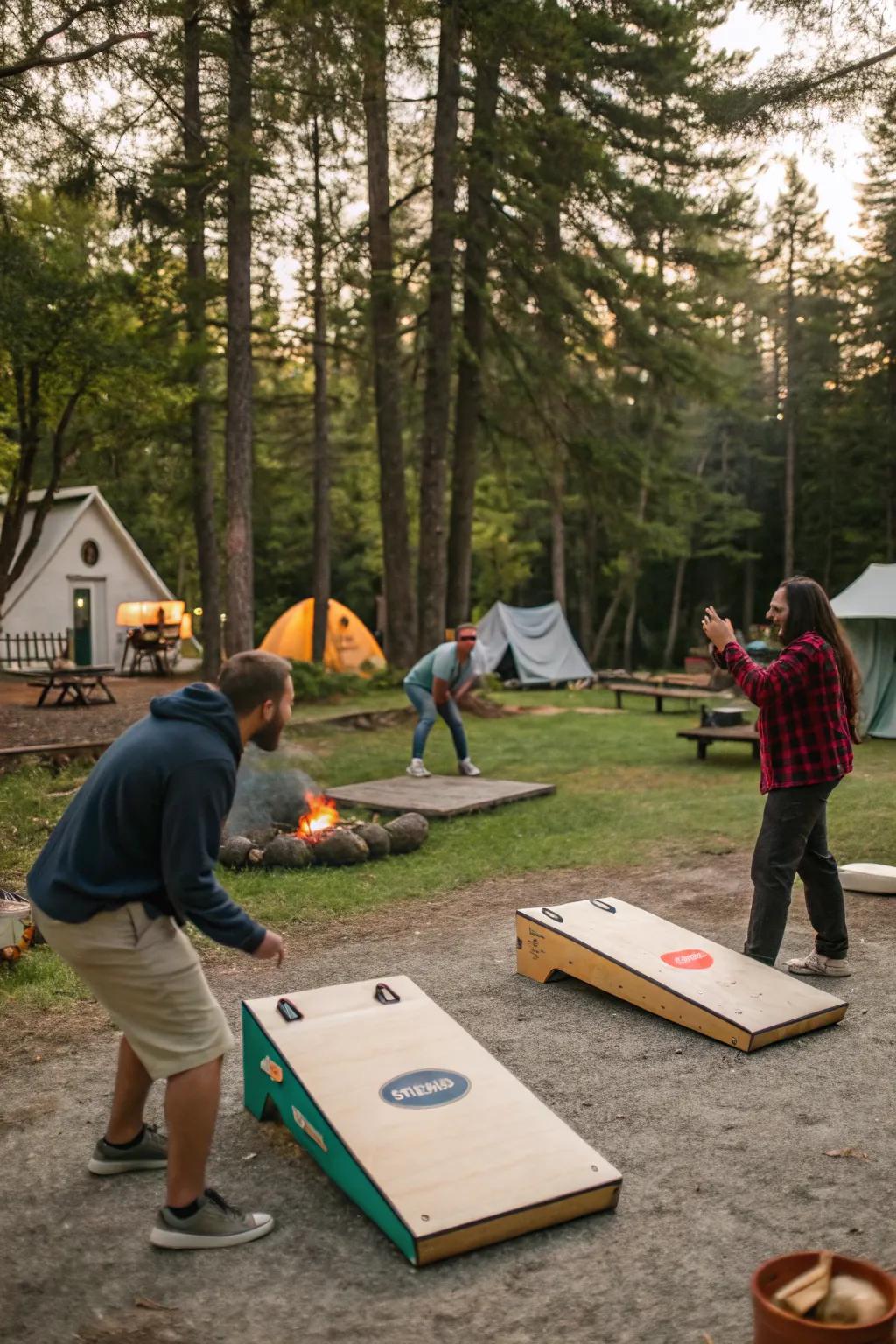 An open-air games zone brings fun and activity to your campsite.
