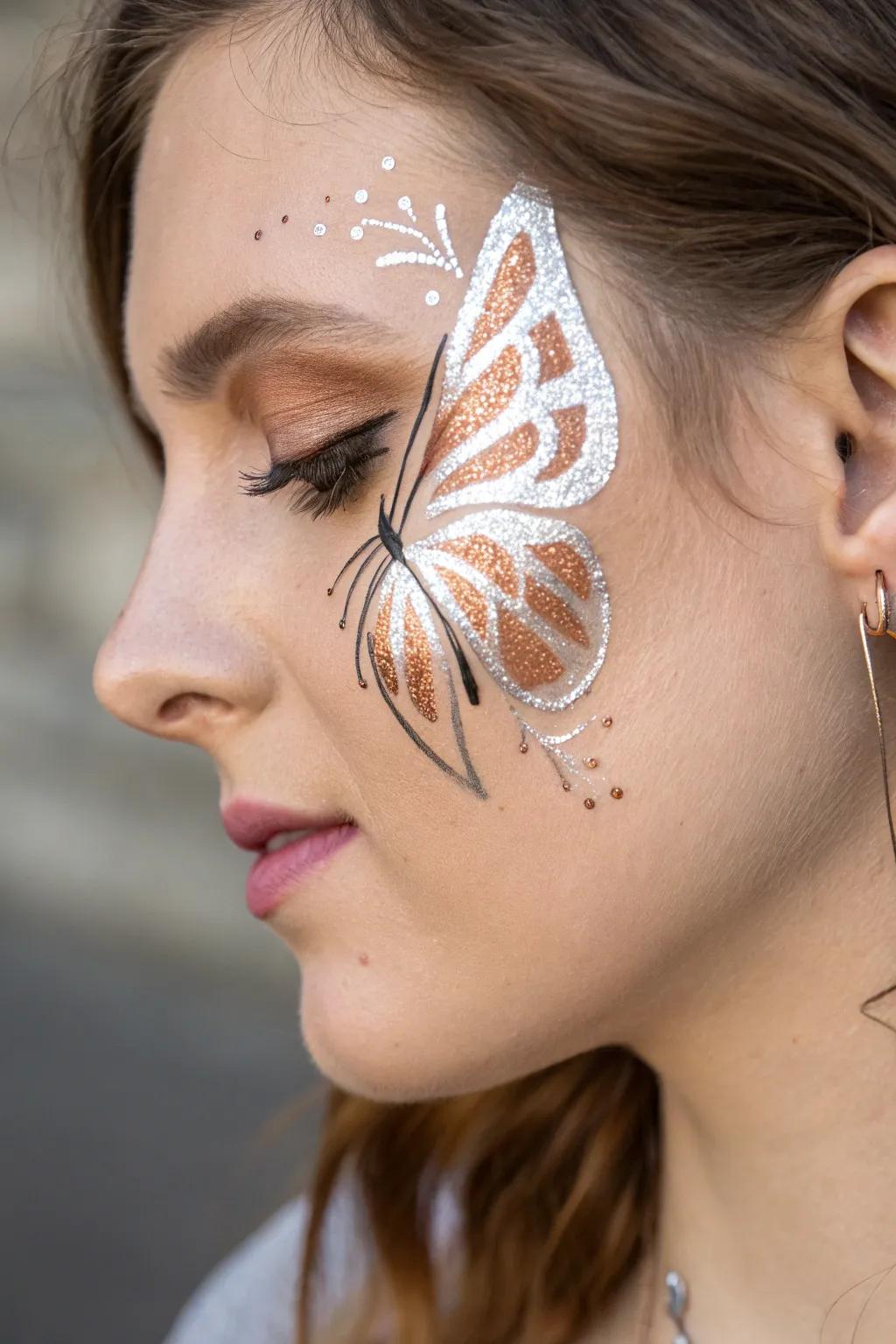 Embrace the magic of reflective elements with this stunning butterfly visage decoration, where simplicity meets ethereal shine.