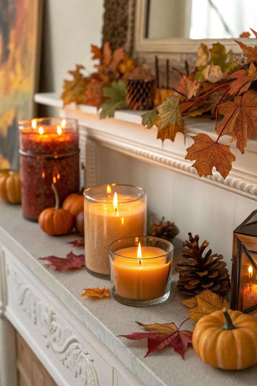 Fragrant wax lights adding warmth and a pleasant aroma.