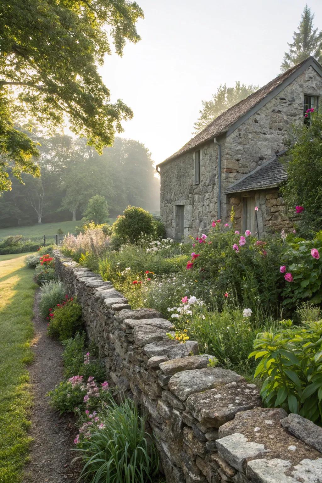 Countryside stone walls introducing framework and charm.